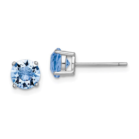 Sterling Silver Rhod-pltd Light Blue Swar Crystl Birthstone Earrings-WBC-QE14067DEC