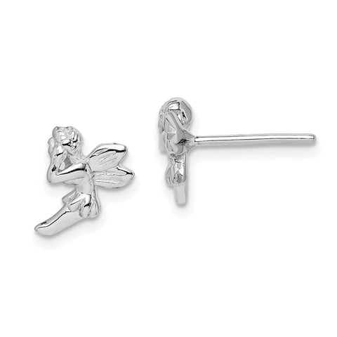 Sterling Silver Rhodium-plated Fairy Post Earrings-WBC-QE14354