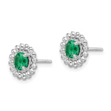 Sterling Silver Rhod-plat Created Emerald Earrings-WBC-QE14495MAY