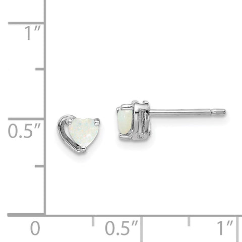 Sterling Silver Rhod-plated Imitation Opal Heart Post Earrings-WBC-QE14916OCT