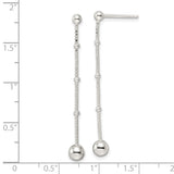 Sterling Silver Polished Beaded Chain Dangle Post Earrings-WBC-QE16058