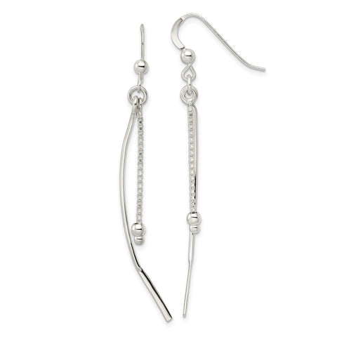 Sterling Silver Bar and Chain w/Beads Dangle Earrings-WBC-QE16060