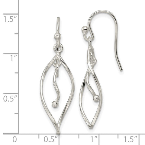 Sterling Silver Polished Twisted Fancy Dangle Earrings-WBC-QE16066