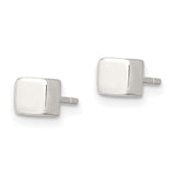 Sterling Silver Polished 4mm Square Cube Earrings-WBC-QE1837