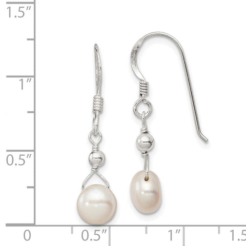 Sterling Silver Freshwater Cultured Pearl Dangle Earrings-WBC-QE2054