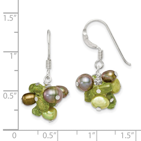 Sterling Silver Green FW Cultured Pearl/Peridot Earrings-WBC-QE2395