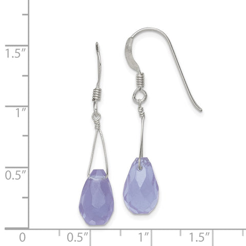 Sterling Silver Blue Quartz Crystal Earrings-WBC-QE2552