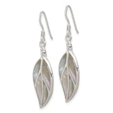 Sterling Silver Mother of Pearl Leaf Earrings-WBC-QE2665