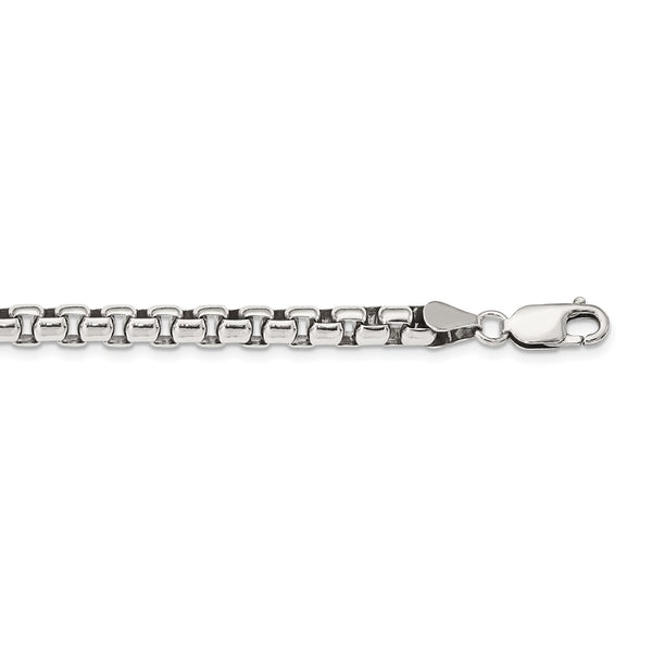 Men’s Silver Stainless Steel Rounded Box Chain. Men’s Jewelry 24
