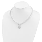 Sterling Silver Engraveable Heart Disc on Fancy Link Toggle Necklace-WBC-QG1149-18