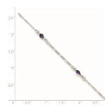 Sterling Silver Purple Glass Anklet-WBC-QG1403-9