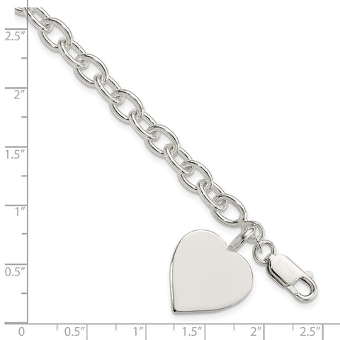 Sterling Silver Engraveable Heart Fancy Link Bracelet-WBC-QG1476-7.25