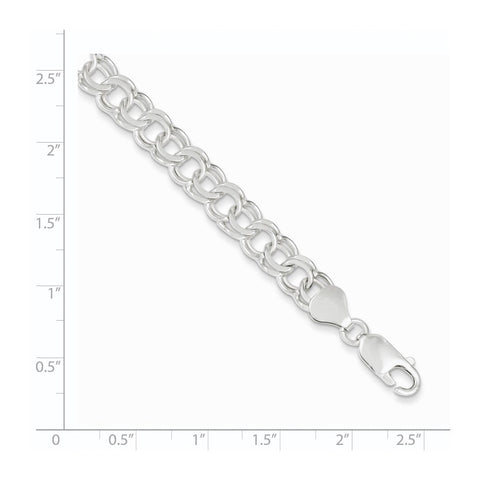 Sterling Silver 7.6mm Double Link Charm Bracelet-WBC-QG2205-8