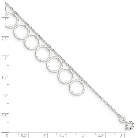 Sterling Silver Dangle Circles Anklet-WBC-QG2343-10