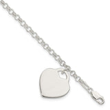 Sterling Silver Engraveable Heart Bracelet-WBC-QG3087-7