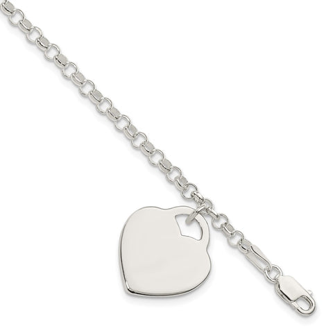 Sterling Silver Engraveable Heart Bracelet-WBC-QG3087-7