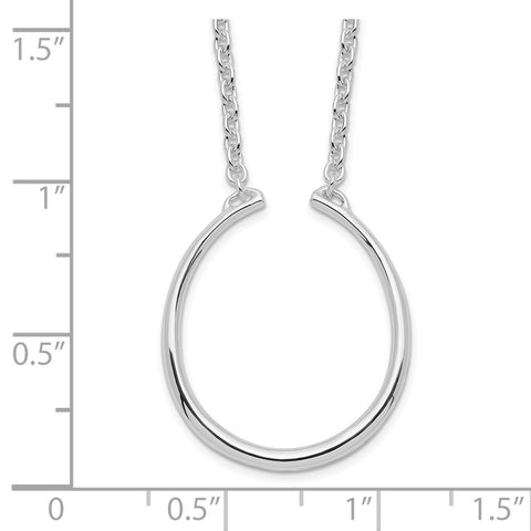 Sterling Silver Oval Charm Holder 17in Necklace-WBC-QG3126-17