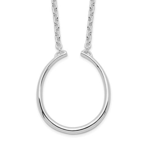 Sterling Silver Oval Charm Holder 17in Necklace-WBC-QG3126-17