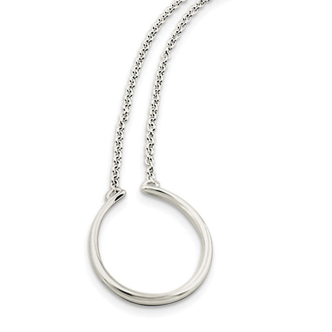 Sterling Silver Circle Charm Holder 17in Necklace-WBC-QG3127-17