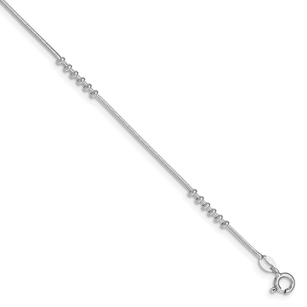 Sterling Silver Rhodium-plated Polished w/.5in extension Anklet-WBC-QG3567-10