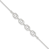 Sterling Silver Polished w/1in. Ext. Fancy Link Anklet-WBC-QG3569-9