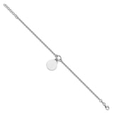 Sterling Silver Rhodium-plated Engravable Disc w/1in ext Bracelet-WBC-QG3764-7