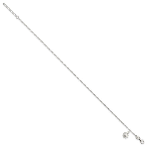 Sterling Silver Sun 10 inch Plus 1 inch Ext. Anklet-WBC-QG4199-10