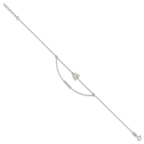 Sterling Silver Polished 9in Plus 1in Ext Butterfly Anklet-WBC