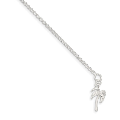 Sterling Silver Palm Tree Anklet-WBC-QG426-9