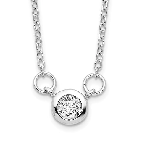 Sterling Silver Rhodium-plated 18in Bezel-set 5mm CZ Necklace-WBC-QG4310-16