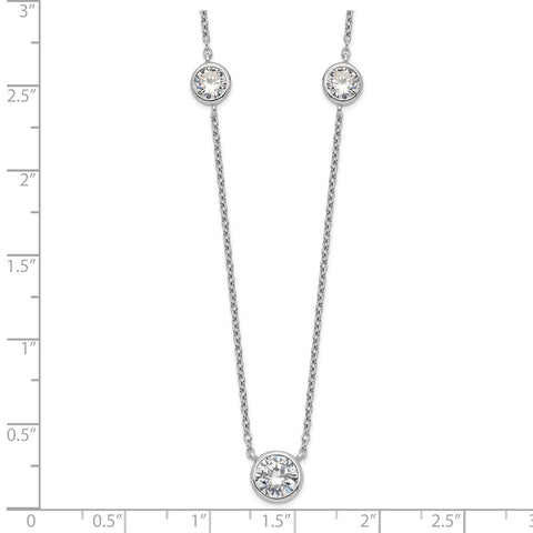 Sterling Silver Rhodium-plated 3 Station CZ Necklace-WBC-QG4343-18