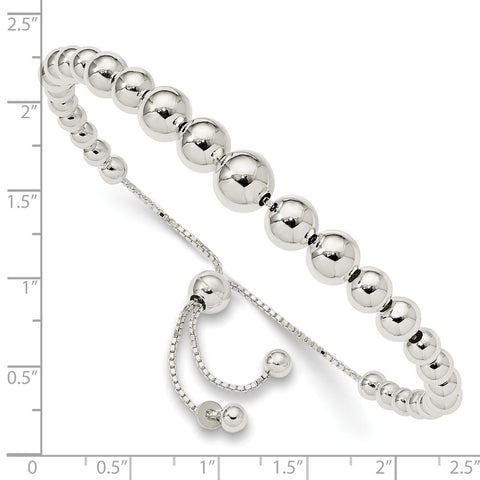 Sterling Silver Graduated Beads Adjustable Bracelet-WBC-QG4548-8.5