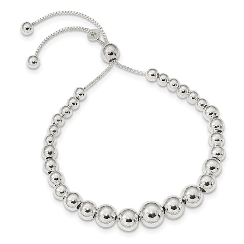 Sterling Silver Graduated Beads Adjustable Bracelet-WBC-QG4548-8.5