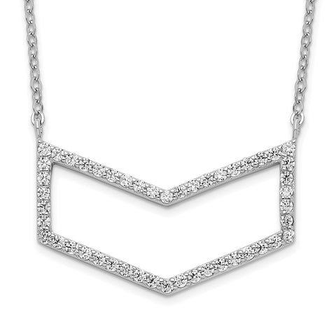 Sterling Silver Rhodium-plated CZ Necklace-WBC-QG4627-18
