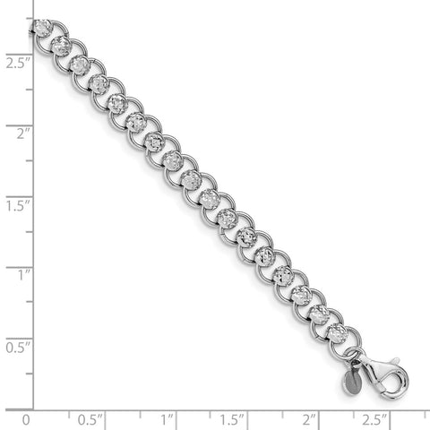 Sterling Silver Rhodium-plated D/C Beads and Circles Bracelet-WBC-QG4819-7.5