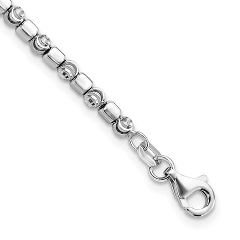 Sterling Silver Rhodium-plated Diamond-cut Beads Bracelet-WBC-QG4943-7