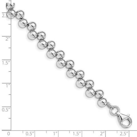 Sterling Silver Rhodium-plated Offset Beads w/1.25in. Ext. Bracelet-WBC-QG5035-7
