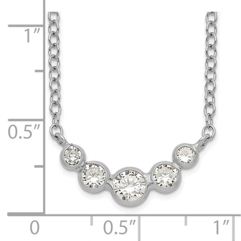 Sterling Silver CZ Necklace-WBC-QG5128-17.5