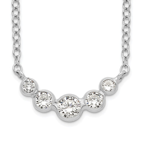 Sterling Silver CZ Necklace-WBC-QG5128-17.5
