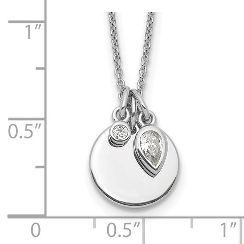 Sterling Silver Rhodium Plated w/1.75in ext. CZ Necklace-WBC-QG5429-18