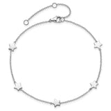 Sterling Silver Rhodium-Plated Stationed Star with 2in Ext. Anklet-WBC-QG5668-8.5