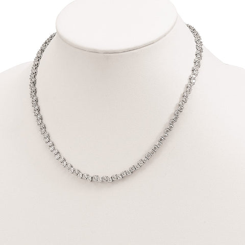 Sterling Silver Rhodium-plated Polished 4mm CZ Necklace-WBC-QG5957-17
