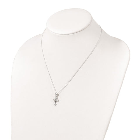 Sterling Silver Polished Cross Necklace-WBC-QG6067-18