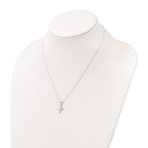 Sterling Silver Polished Cross Necklace-WBC-QG6068-18