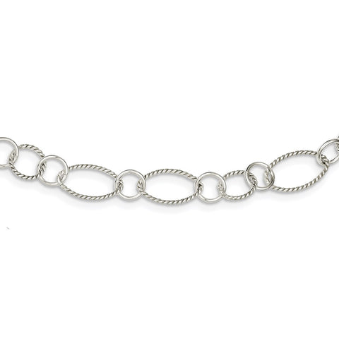 Sterling Silver Fancy Twisted Link Necklace-WBC-QH1138-42