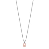 Sterling Silver Madi K Rhod-plat Pink Rice 6-7mm FWC Pearl Necklace-WBC-QH5467-14