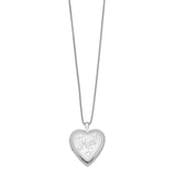 Sterling Silver Rhodium-plated 20mm MOM Heart Locket Necklace-WBC-QLS241-18