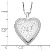 Sterling Silver Rhodium-plated 20mm MOM Heart Locket Necklace-WBC-QLS241-18