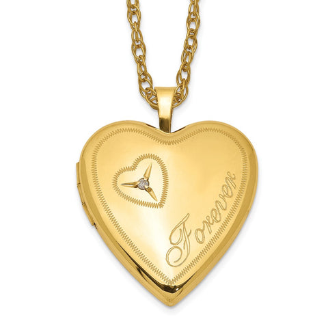 1/20 Gold Filled 20mm Diamond in Heart Forever Heart Locket Necklace-WBC-QLS285-18