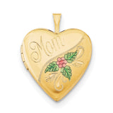 1/20 Gold Filled 20mm Enameled Mom Heart Locket Necklace-WBC-QLS286-18